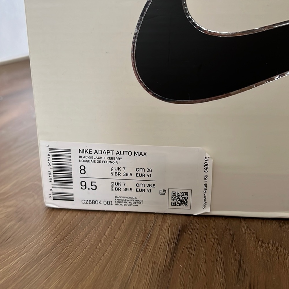 Nike Adapt Auto Max Black/Black-Fireberry like new!